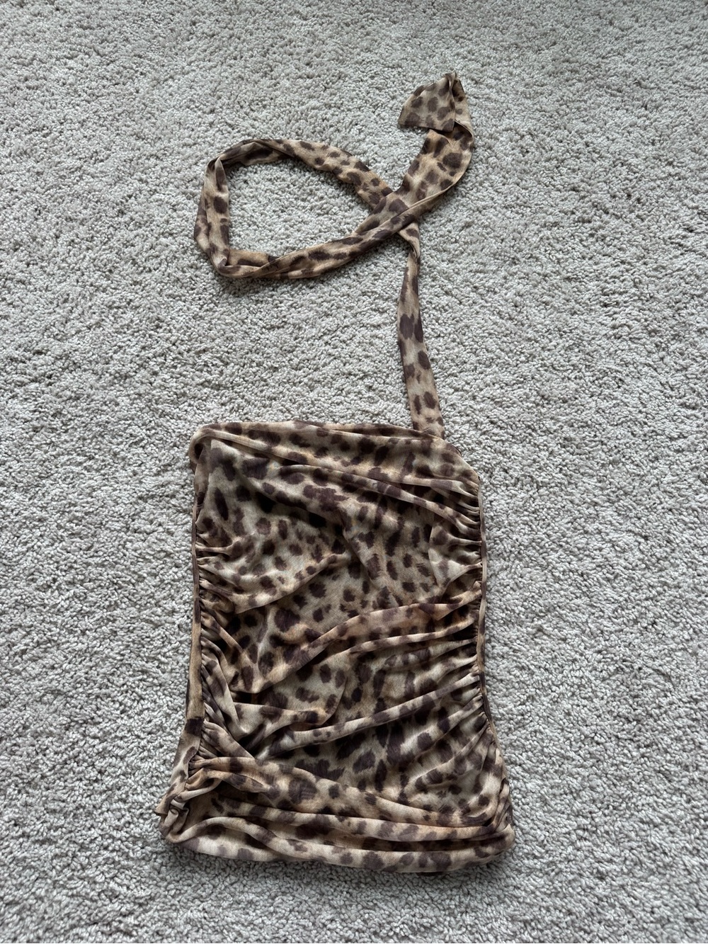 Zara Leopard Print Halter Tank Top in Brown and Tan